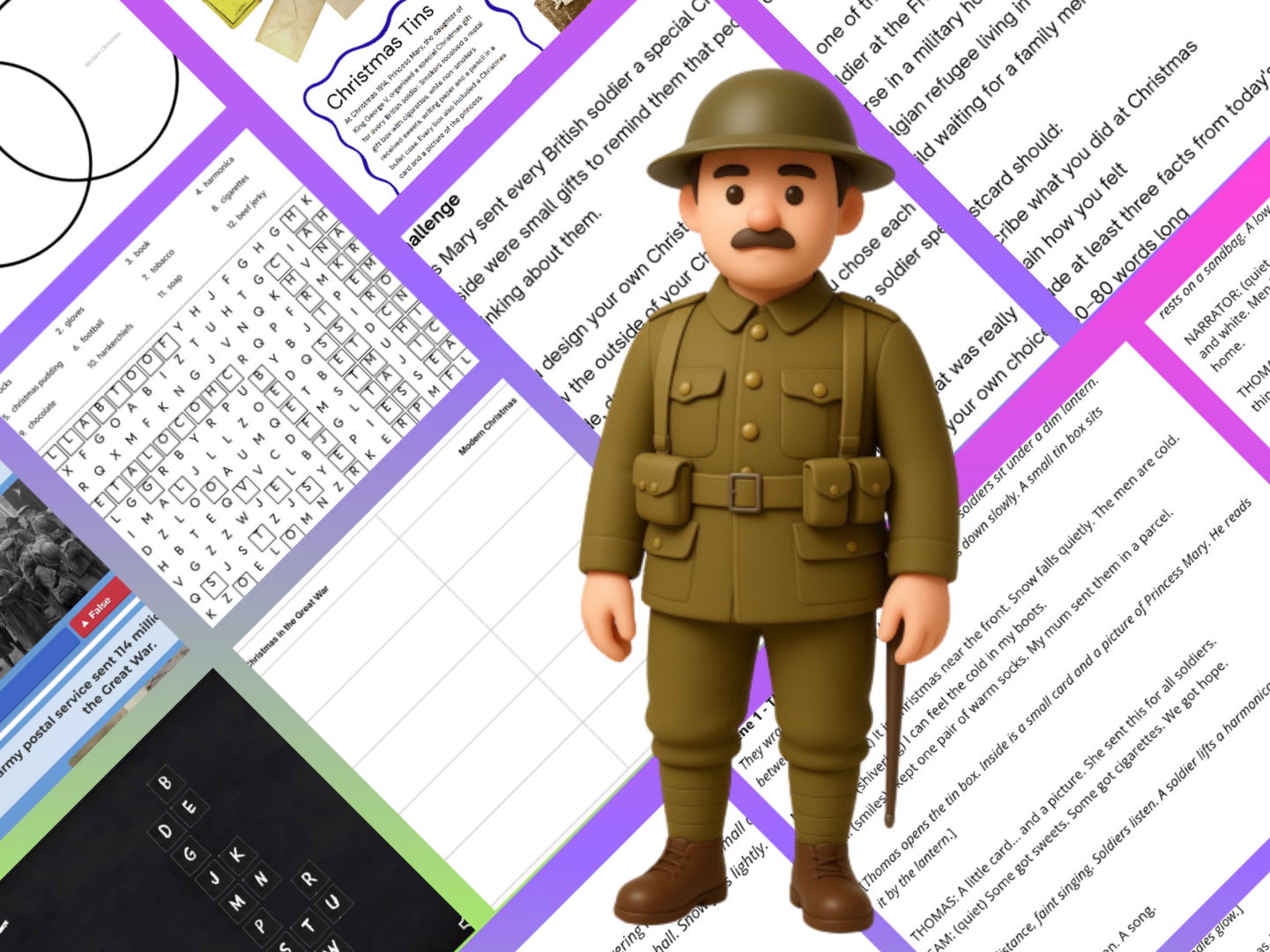 KS2 20th Century History - World War One: Christmas Activities Bundle