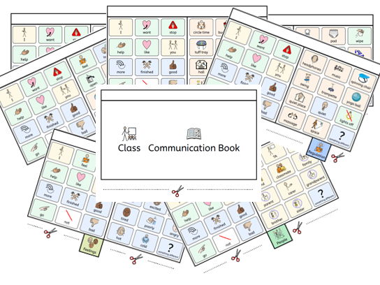 Widgit Class Communication Book Tabbed AAC colours and Neutral SEND