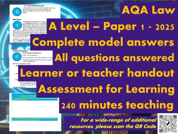 AQA A Level Law Model Answers - Full Papers - Paper 1 (Criminal law) - 2025 - Student Handout