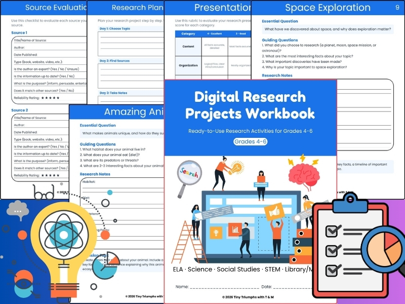 Digital Research Projects Workbook | Research Activities for Grades 4–6
