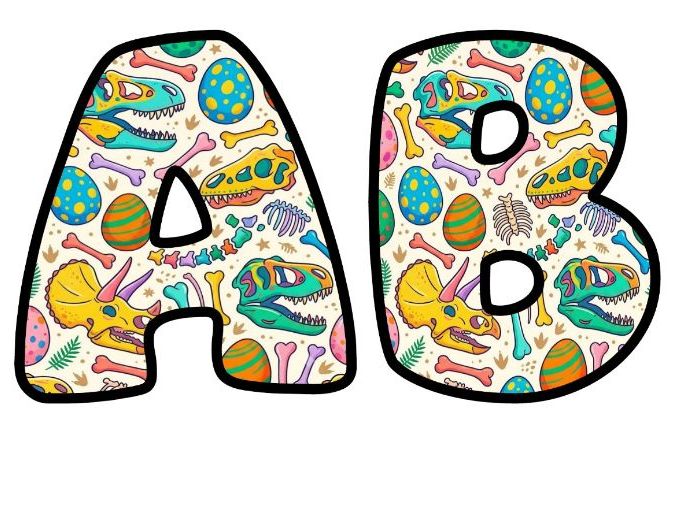 Dinosaur Eggs and Bones Bubble Letters | History Topic Bulletin Board Letters