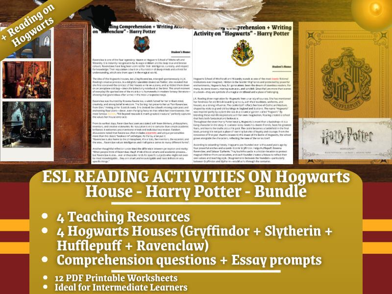 ESL Reading Comprehension + Writing Activities - Bundle - Hogwarts