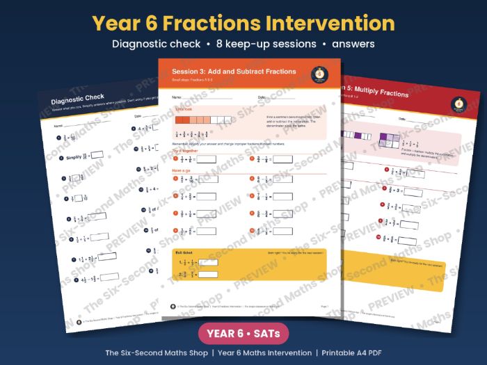 Year 6 Fractions Intervention Pack - Diagnostic Check, 8 Sessions and Answers