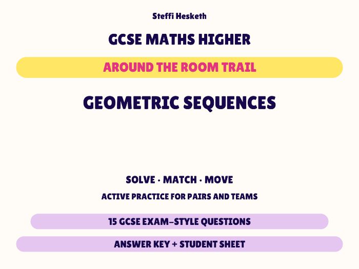 GCSE Higher Maths Geometric Sequences | Around the Room Trail