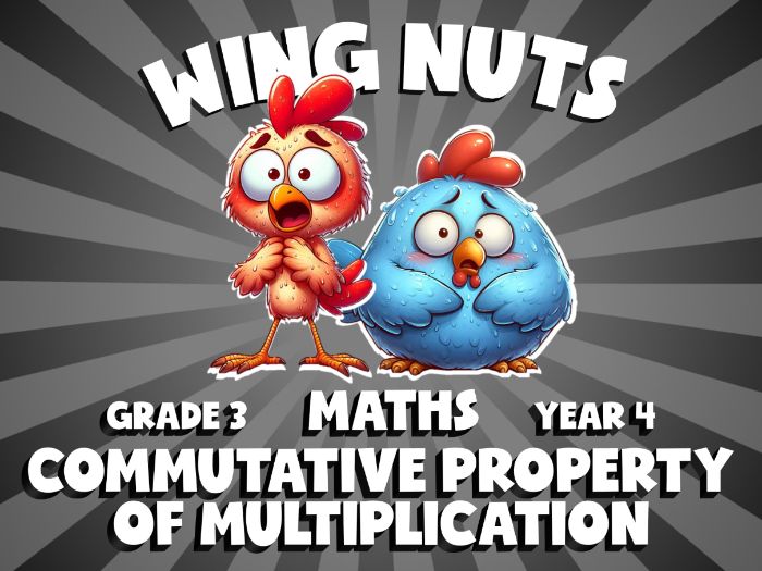 Commutative Property of Multiplication WING NUTS Maths Game | No-Prep Year 4 Review Activity