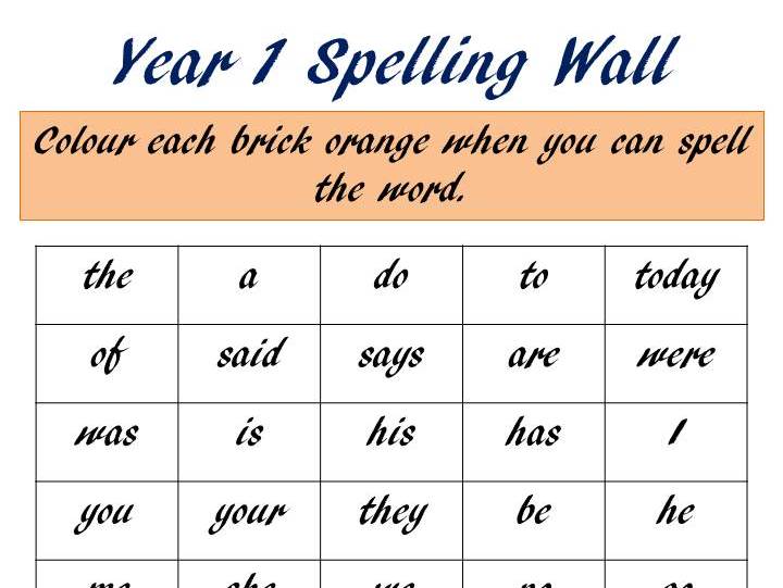 Year 1 Common Exception Word Spelling Wall by HappinessTeacher