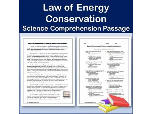 The Law of Conservation of Energy - Science Comprehension Passage & Activity
