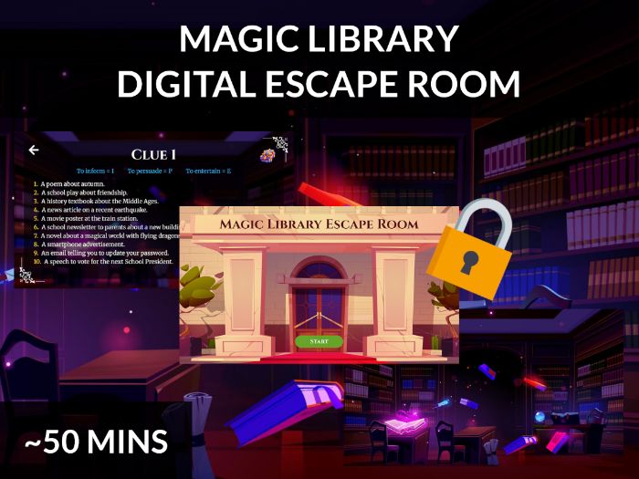 Magic Library Escape Room | Purpose of Text Types