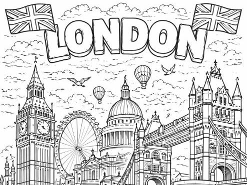 Bundle of 10 Cities Colouring Sheets- Geography, Urban Areas, Landmarks