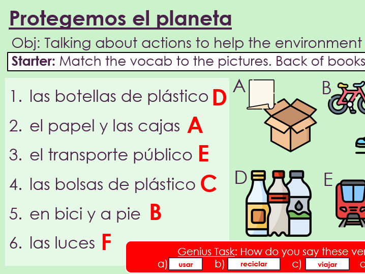 NEW 2026 GCSE Spanish. Foundation/ Verde. Module 7: Unit 3. Protegemos el planeta