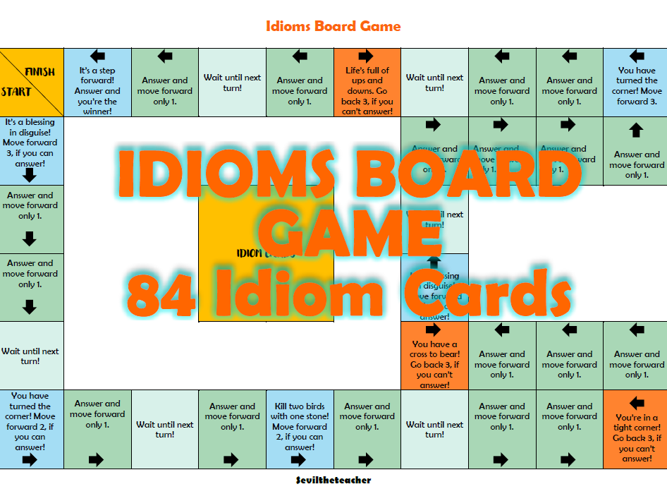 Idioms Board Game With 84 Idiom Task Cards Figurative Language 