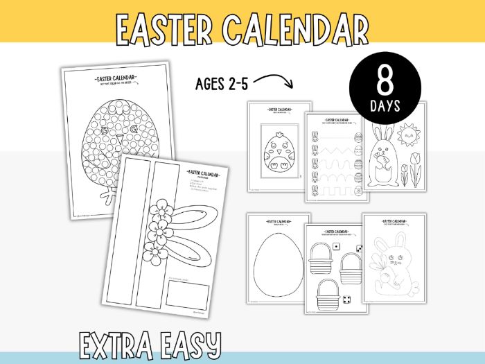 Easter Calendar - Extra Easy (8 Printable Craft Pages)