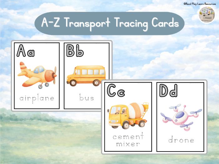 Transport Alphabet Pack A-Z Tracing Cards | EYFS | Letter Formation | Initial Sounds