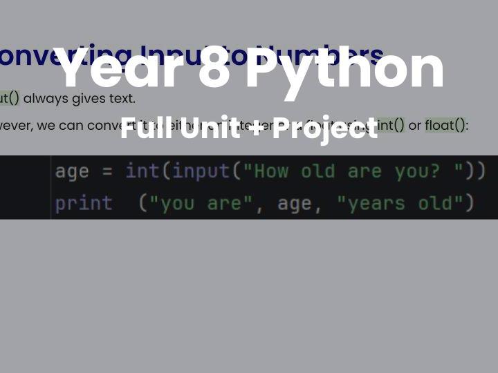 Year 8 Python Scheme of Work KS3