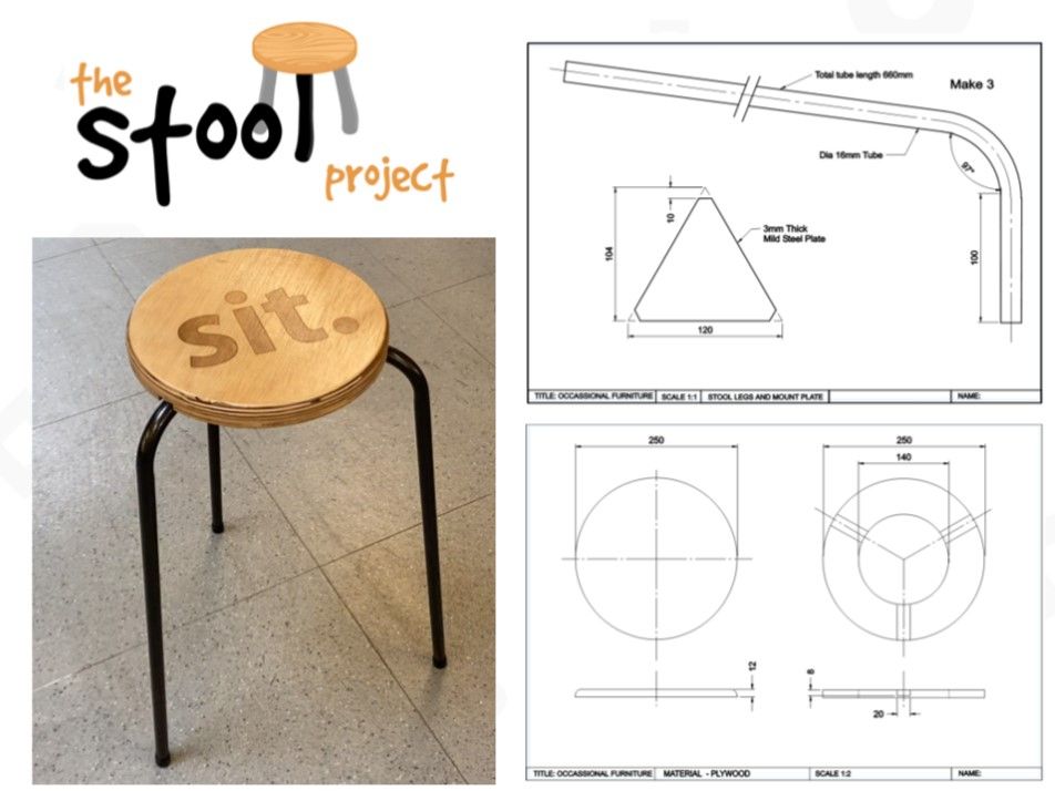 DT Project Stool Chair Engineering Design Technology KS3 KS4 KS5 NCFE, AQA, Edexcel