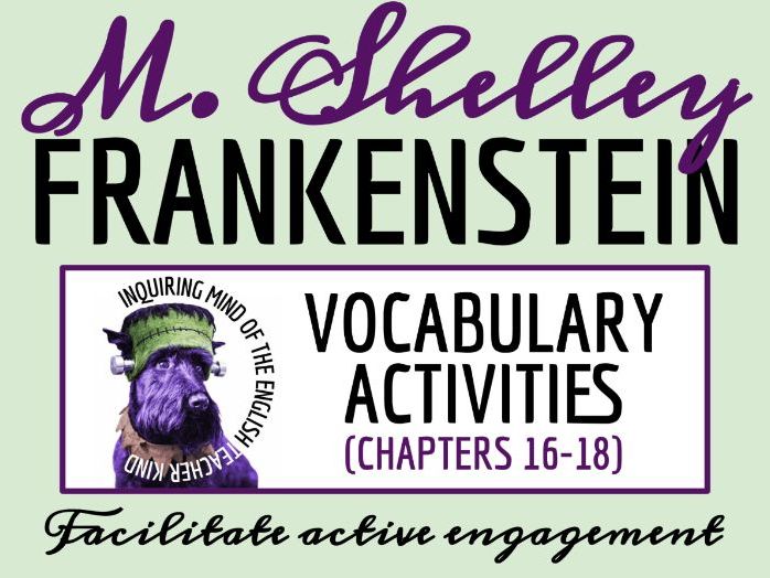 Frankenstein Chapters 16, 17, and 18 Vocabulary Activities | Crossword Puzzle | Word Search