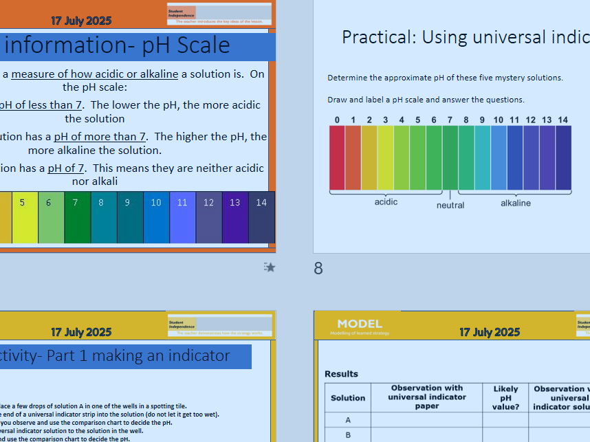 4.2 Indicators and pH (KS3 activate new 2024)