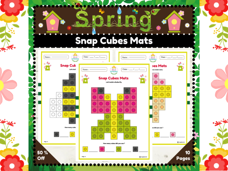 Spring Snap Cubes Mats : Fun Tracing Activities for Preschool and Kindergarten