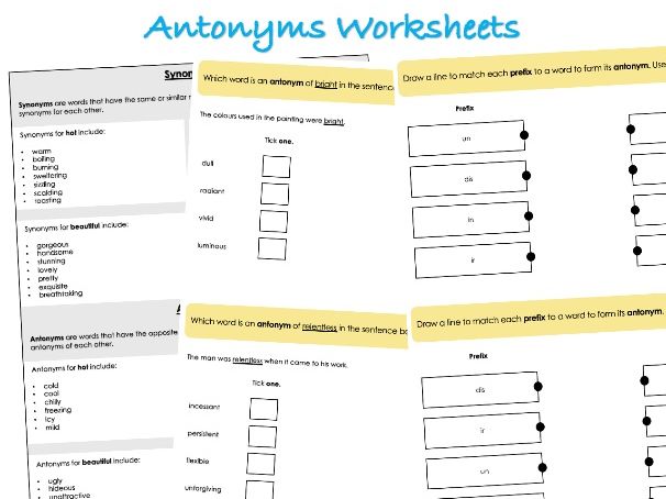 Antonyms Worksheets