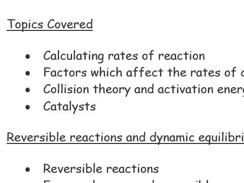 AQA GCSE Combined Chemistry and separate Topic 6 Rate of Chemical Change mastery booklet revision bo