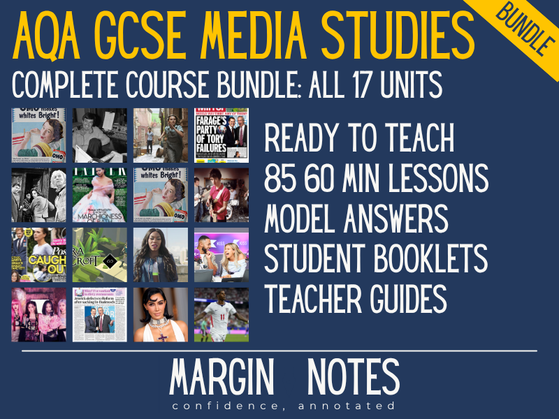 AQA GCSE Media Studies (8572) Complete CSP Bundle | Every Close Study Product | All Lessons + Bookle
