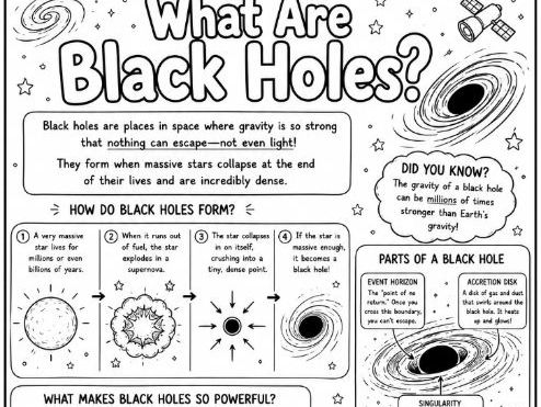 What Are Black Holes? Colouring Factsheet- Space Science