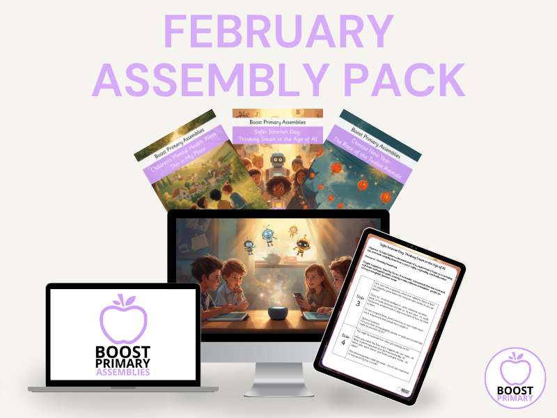 KS2 February Assembly Pack -3 Scripts, Slides & Playlist