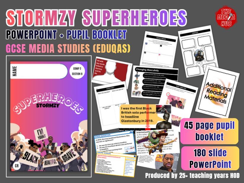 Stormzy | Superheroes | GCSE Media Studies | 180 Slide PowerPoint | 44 Page Booklet | Eduqas