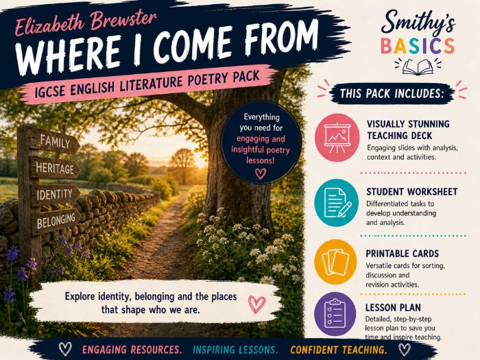 “Where I come from" - poem by Elizabeth Brewster - card activity lesson pack from Smithy's Basics