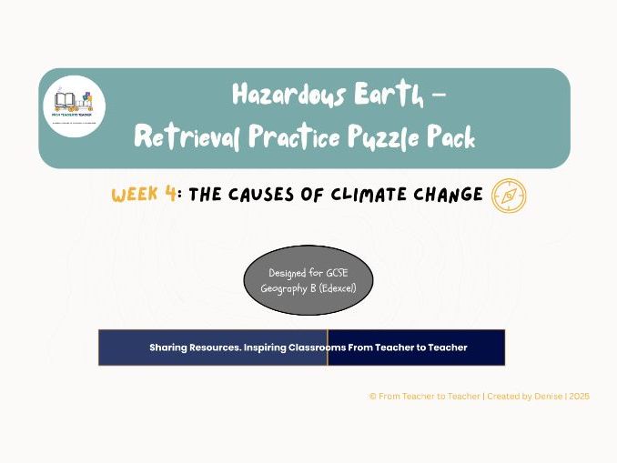 GCSE Geography B – Hazardous Earth Retrieval Puzzle Pack (Week 4: The Causes of Climate Change)