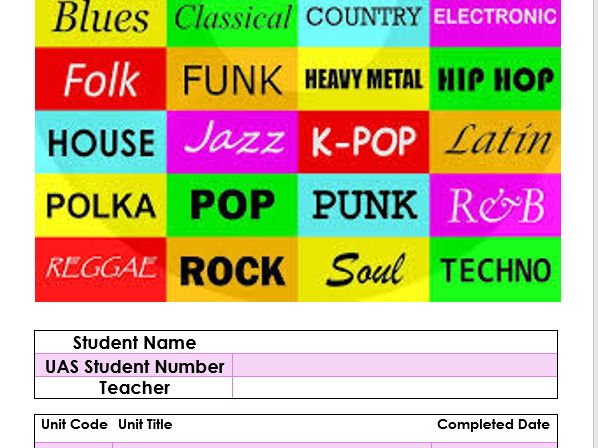 AQA Unit award (124933 - Pre entry level) Introduction to Music Genres.