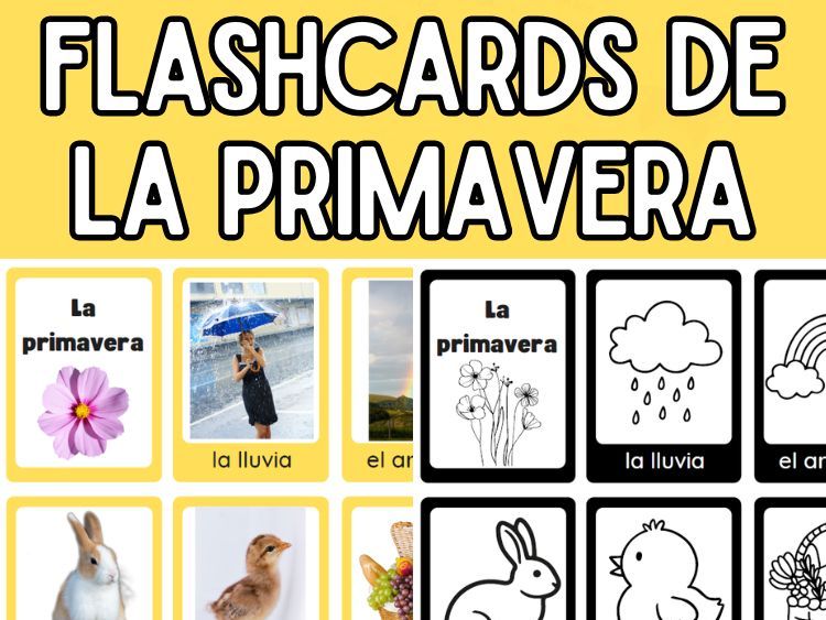 Spanish Spring Flashcards | Real Photos + Coloring Version | La primavera
