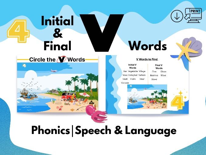 Initial & Final V Words-Speech&Language|Phonics
