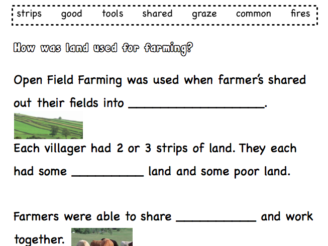 How farmers used their land worksheets.