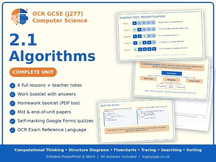 OCR J277 GCSE Computer Science 2.1 Algorithms