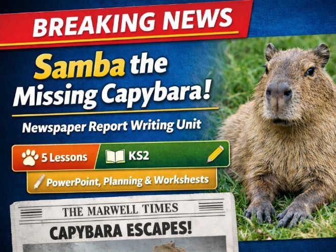 Samba the Missing Capybara – Newspaper Report Writing Unit (5 Lessons)