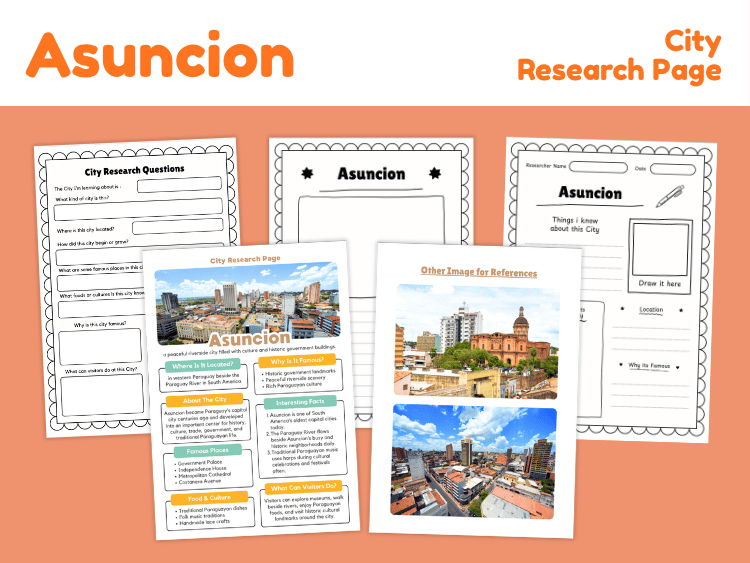 Asuncion City Research Project | Paraguay Geography & Culture Worksheets