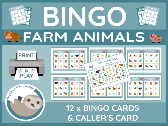 ESL Farm Animals Bingo
