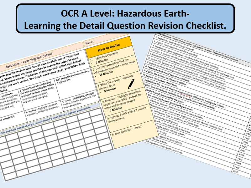 OCR A Level: Hazardous Earth- Learning the Detail 6 mark Question Revision Checklist