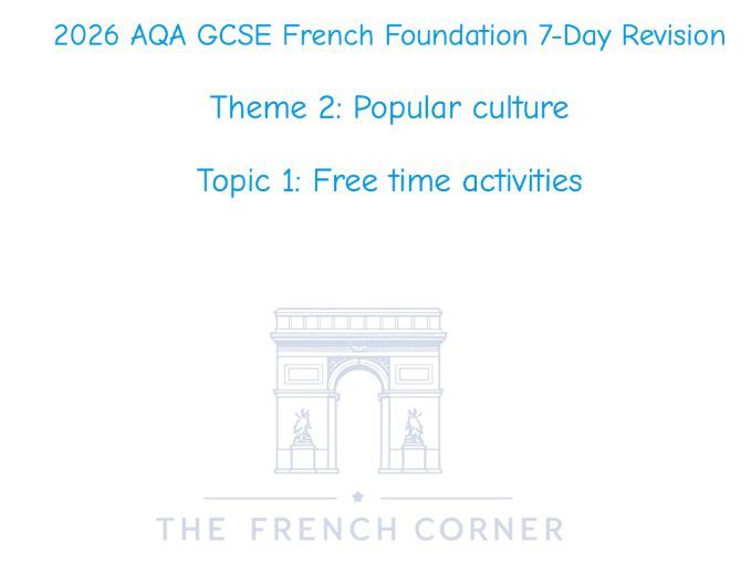 2026 AQA GCSE French F 7-Day Revision 2.1