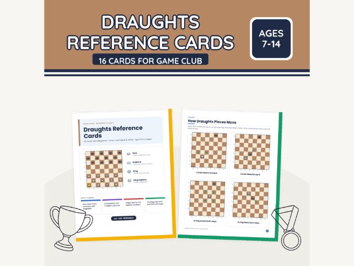 Draughts Reference Cards for Game Club