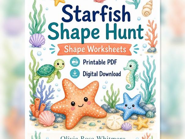 Starfish Shape Activity Worksheets for Kids