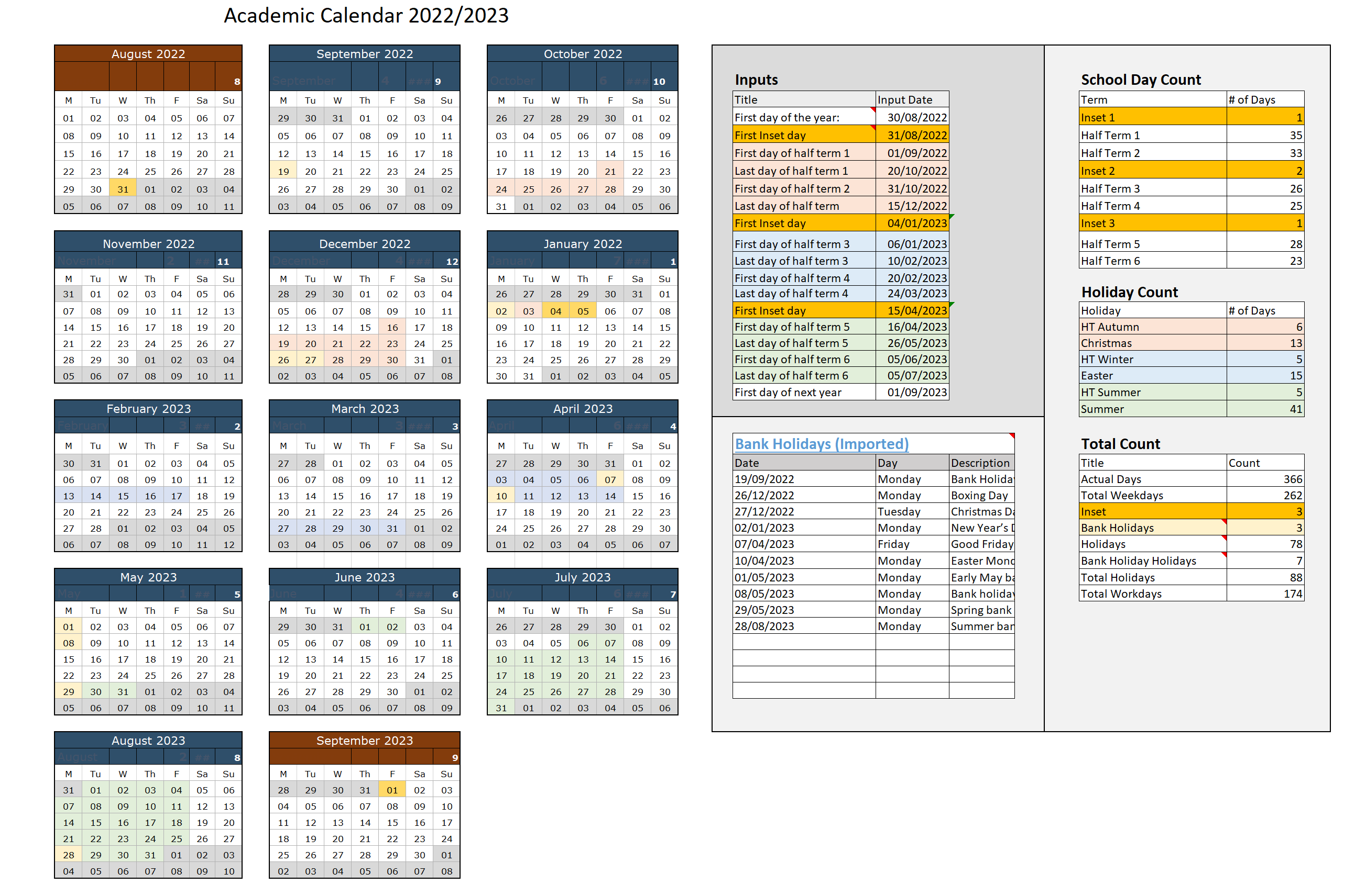 Dynamic School Calendar - Term Dates Generator | Teaching Resources