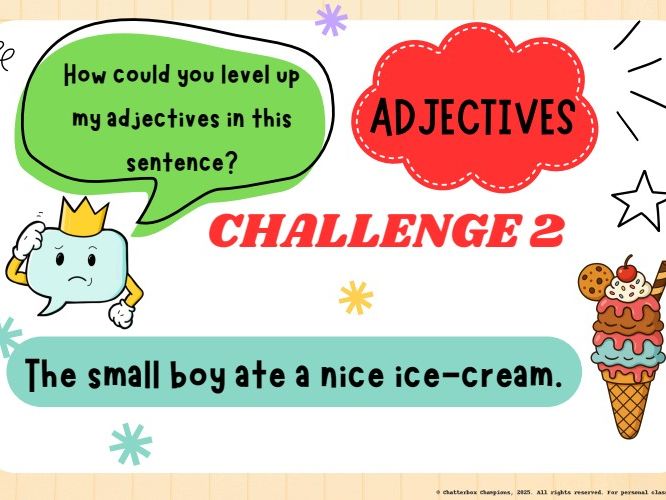 Adjectives Poster and Challenges for Working Walls