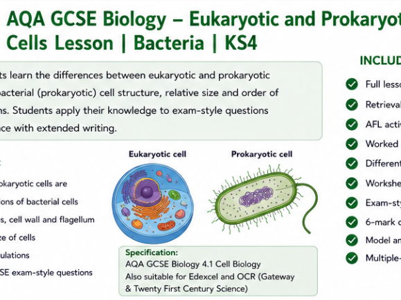 AQA GCSE Biology - Eukaryotic and Prokaryotic Cells Lesson | Bacteria | KS4