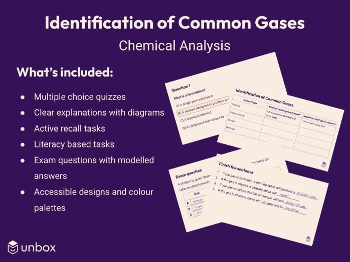 AQA GCSE 5.8.2 Identification of common gases