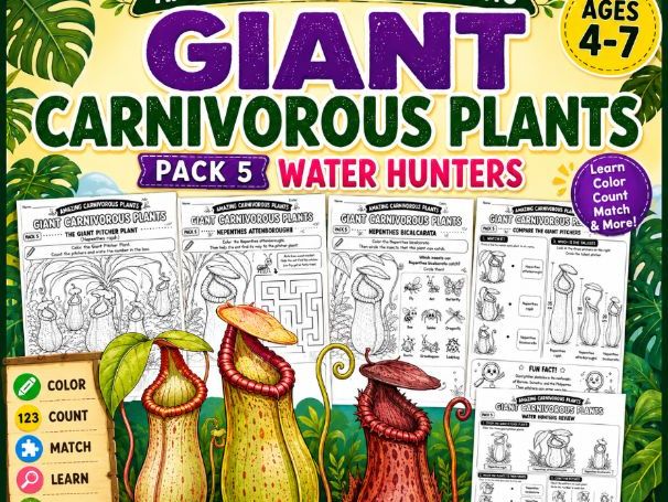 Amazing Carnivorous Plants for Kids – Pack 5: Giant Carnivorous Plants