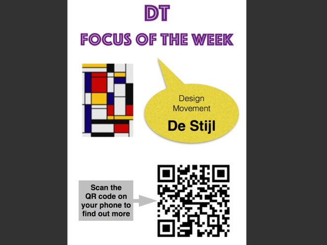 D & T FOCUS OF THE WEEK POSTERS SET 2 (23 posters with QR code links) 6 X 8 INCH