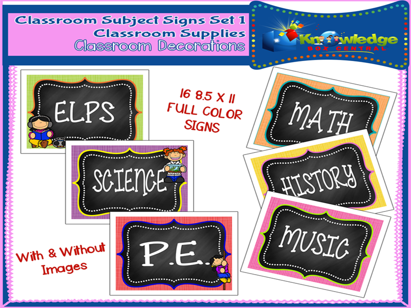 Classroom Subject Signs Set 2 Teaching Resources