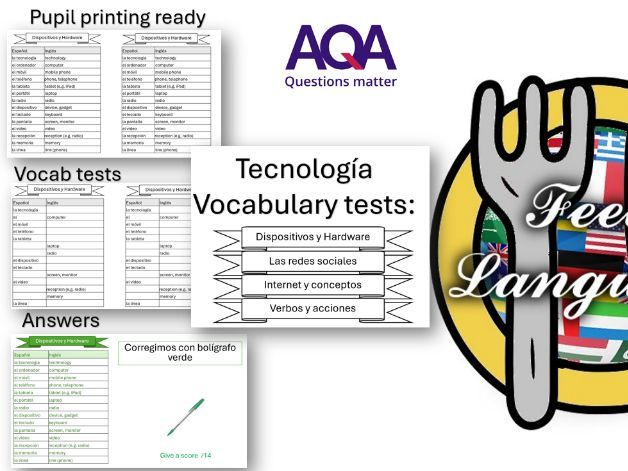 Tecnología ( technology) new GCSE 2026 Vocabulary tests SPANISH